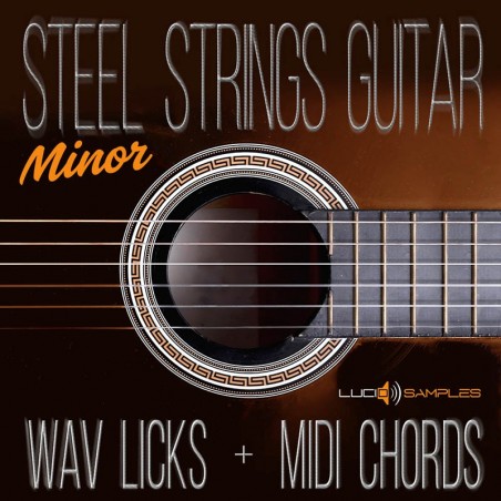 Amostras de violão de cordas de aço, 81 Minor Wav Licks e acordes de Midi Amostras de violão de cordas de aço, 81 Minor Wav Licks e acordes de Midi