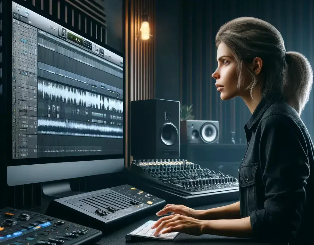 Music producer works in the DAW on computer